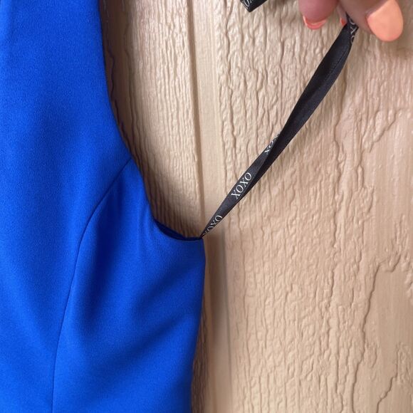 Vintage XOXO Jeans Beaded Bedazzled Top Blue Silver Zip Medium Y2K Cut Out - Picture 8 of 8